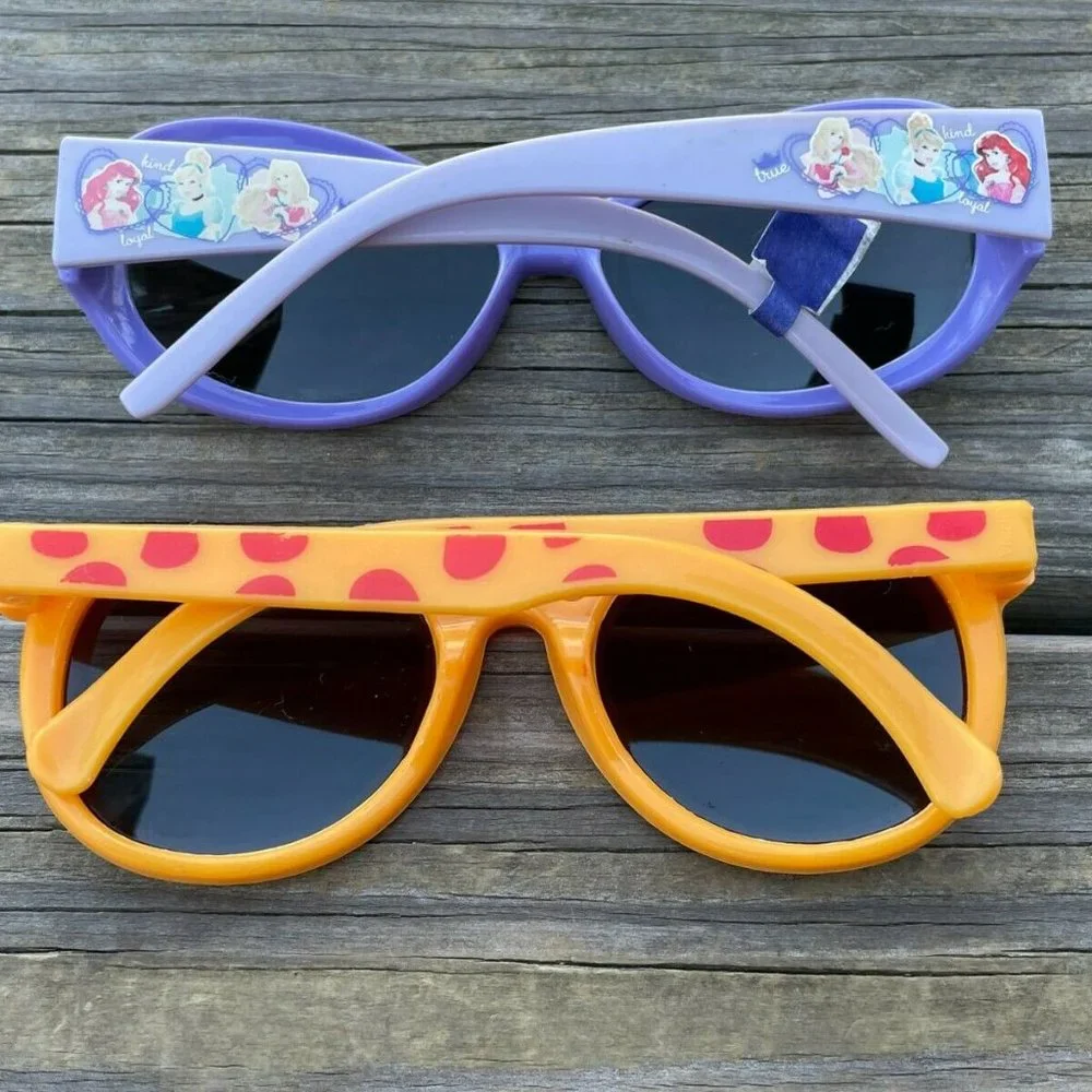 Girl Sunglasses Young Kid Eye Wear Lot of 2 Shade Yellow and Blue Sunglasses